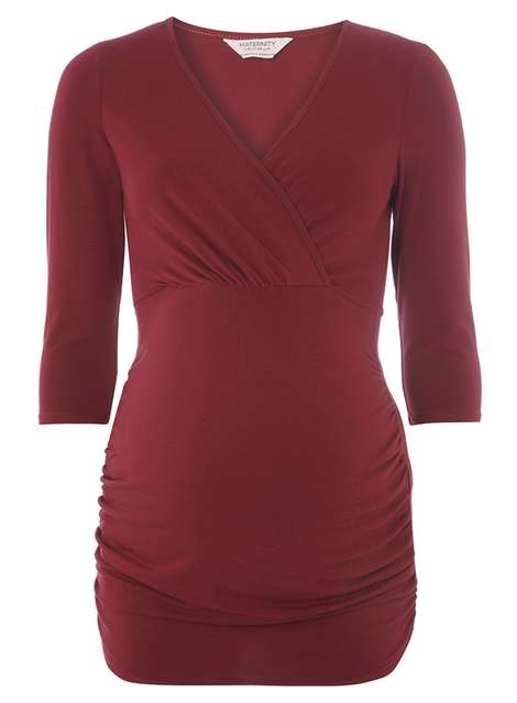 **Maternity Berry Ruched Wrap Top